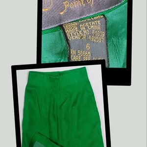 Vintage 100% Linen Vibrant Green Skirt By Collection Point Of View 1990s Sz 6